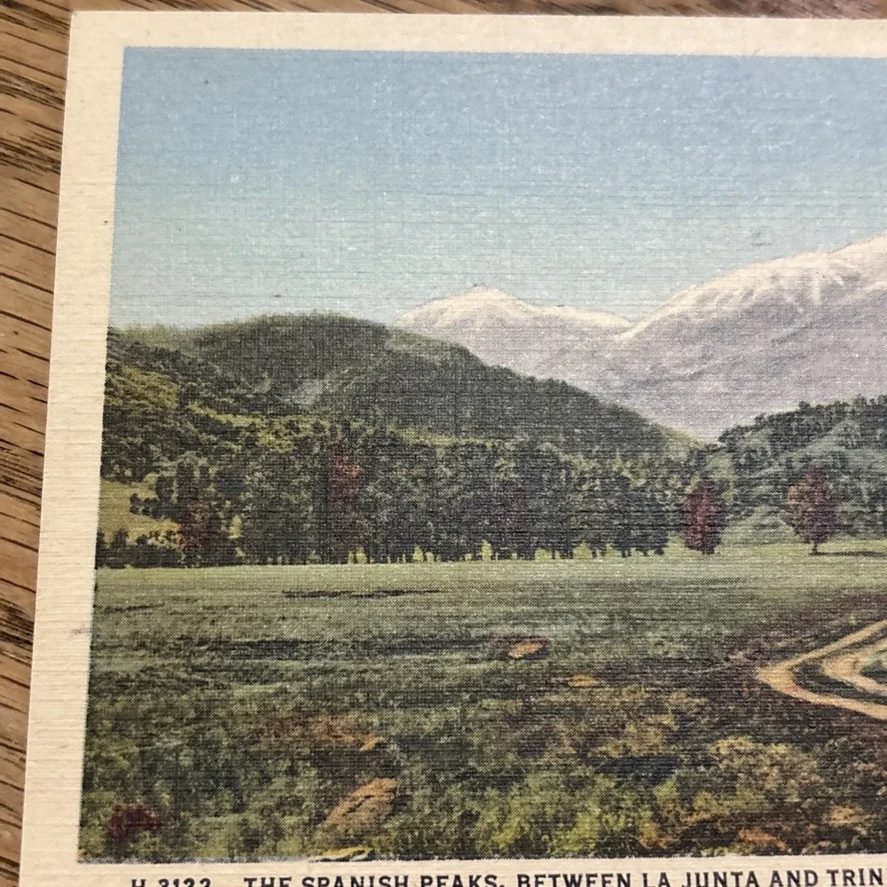 Spanish Peaks Bet La Junta and Trinidad Colorado Postcard Unposted